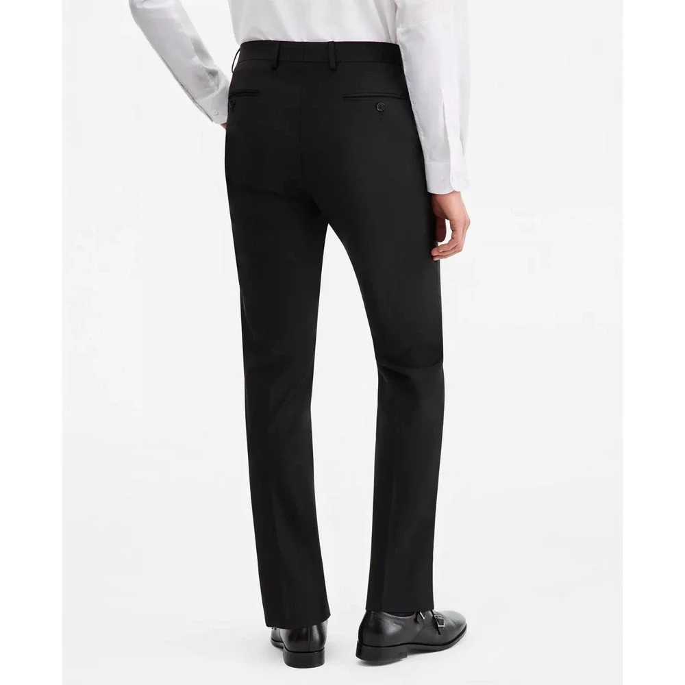 Calvin Klein Mens Black Slim Fit Wool Blend Stretch Dress Pants 33W 30L
